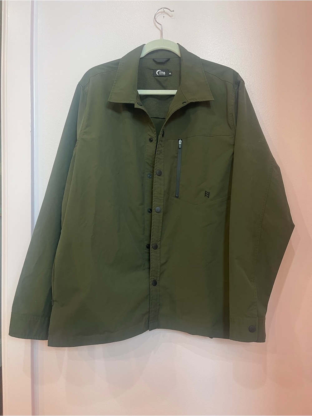 ZYIA Men's Olive Green Lightweight Shirt Jacket